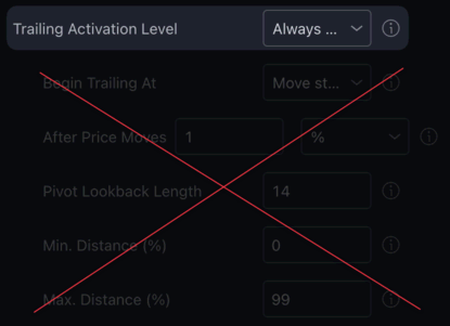 Dynamic Stop Loss Trail Mechanism Always active relevant settings