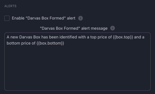 Darvas Box strategy - Alert settings
